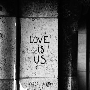 Preview wallpaper inscription, love, bw, wall