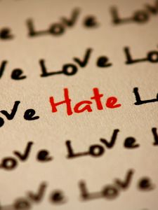 Preview wallpaper inscription, love, hate, paper, handwriting