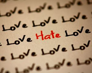Preview wallpaper inscription, love, hate, paper, handwriting