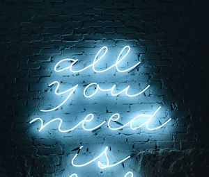 Preview wallpaper inscription, neon, backlight, wall, words