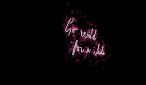 Preview wallpaper inscription, neon, backlight, flowers, black background