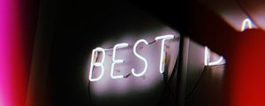 Preview wallpaper inscription, neon, backlight, wall, best