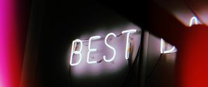 Preview wallpaper inscription, neon, backlight, wall, best