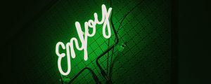 Preview wallpaper inscription, neon, backlight, green, dark