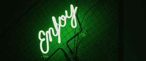 Preview wallpaper inscription, neon, backlight, green, dark