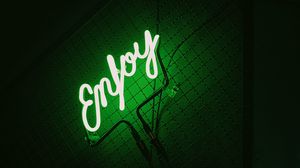 Preview wallpaper inscription, neon, backlight, green, dark
