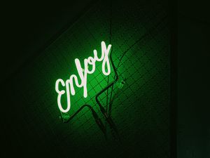 Preview wallpaper inscription, neon, backlight, green, dark