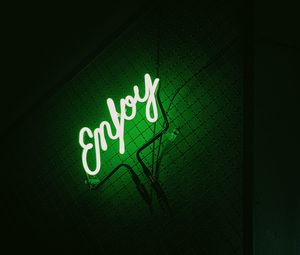 Preview wallpaper inscription, neon, backlight, green, dark