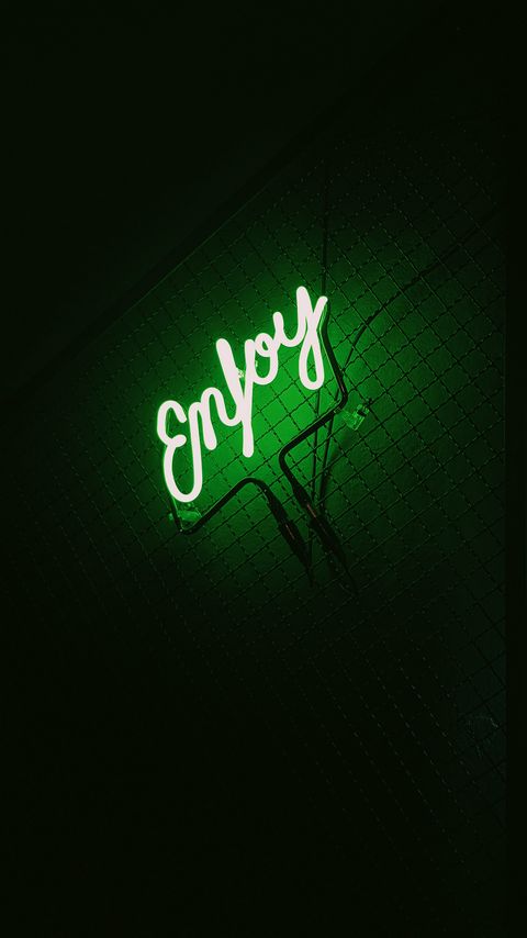480x854 Wallpaper inscription, neon, backlight, green, dark