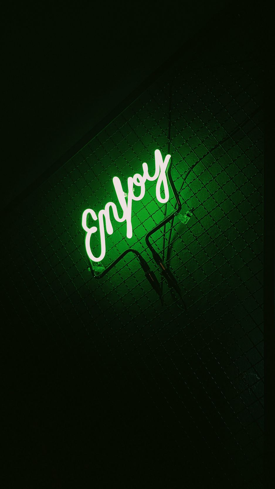 938x1668 Wallpaper inscription, neon, backlight, green, dark
