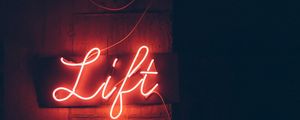 Preview wallpaper inscription, neon, lift, wall, lighting