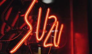 Preview wallpaper inscription, neon, lights, letters, red