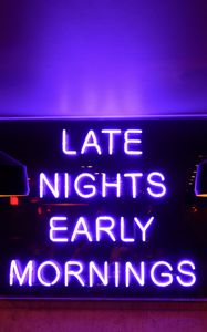 Preview wallpaper inscription, neon, night, morning