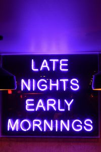 Preview wallpaper inscription, neon, night, morning