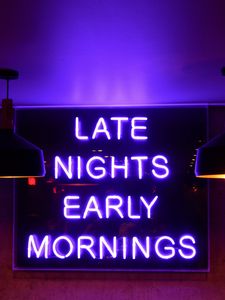 Preview wallpaper inscription, neon, night, morning