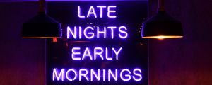 Preview wallpaper inscription, neon, night, morning