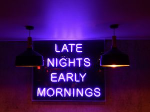 Preview wallpaper inscription, neon, night, morning