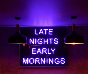 Preview wallpaper inscription, neon, night, morning