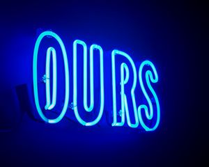 Preview wallpaper inscription, neon, sign, blue, light, electricity