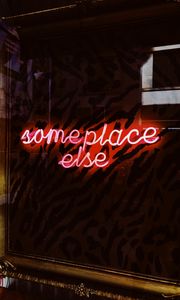 Preview wallpaper inscription, neon, text, backlight, red, frame
