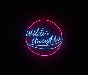 Preview wallpaper inscription, neon, thought, light