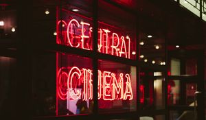 Preview wallpaper inscription, neon, window, light, glass