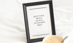 Preview wallpaper inscription, phrase, coffee, drink, cup, frame