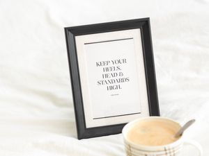 Preview wallpaper inscription, phrase, coffee, drink, cup, frame