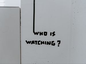 Preview wallpaper inscription, question, watching, wall, text