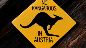 Preview wallpaper inscription, sign, kangaroo, wooden