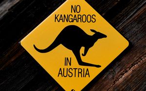 Preview wallpaper inscription, sign, kangaroo, wooden