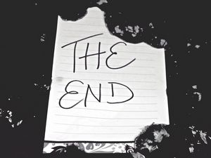 Preview wallpaper inscription, the end, ashes, bw