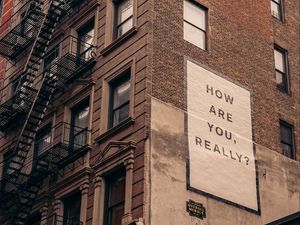 Preview wallpaper inscription, words, building, facade