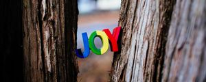 Preview wallpaper inscription, words, joy, trees