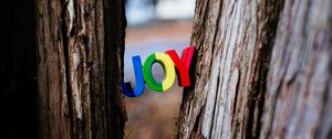 Preview wallpaper inscription, words, joy, trees