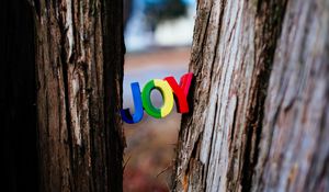 Preview wallpaper inscription, words, joy, trees