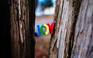 Preview wallpaper inscription, words, joy, trees