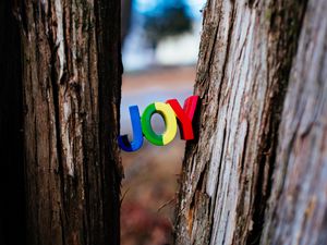 Preview wallpaper inscription, words, joy, trees