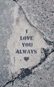 Preview wallpaper inscription, words, love, heart, asphalt