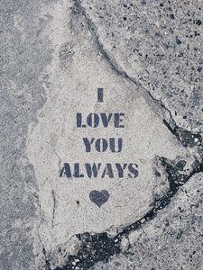 Preview wallpaper inscription, words, love, heart, asphalt