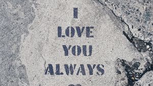 Preview wallpaper inscription, words, love, heart, asphalt