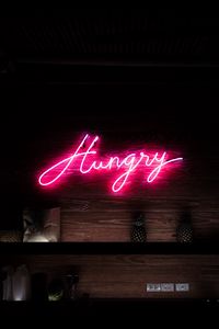 Preview wallpaper inscription, words, neon, hungry
