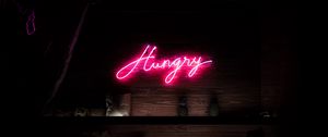 Preview wallpaper inscription, words, neon, hungry