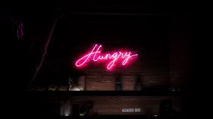 Preview wallpaper inscription, words, neon, hungry