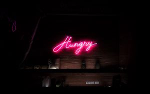 Preview wallpaper inscription, words, neon, hungry