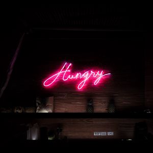 Preview wallpaper inscription, words, neon, hungry