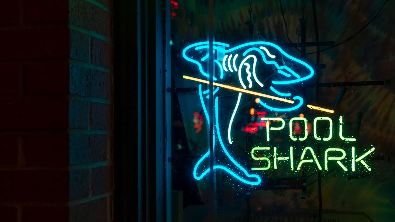 Wallpaper inscription, words, neon, shark