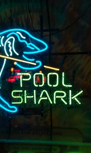 Preview wallpaper inscription, words, neon, shark