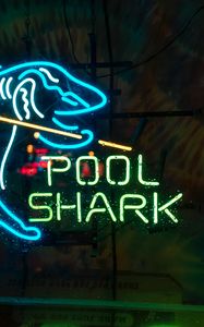 Preview wallpaper inscription, words, neon, shark