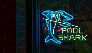 Preview wallpaper inscription, words, neon, shark